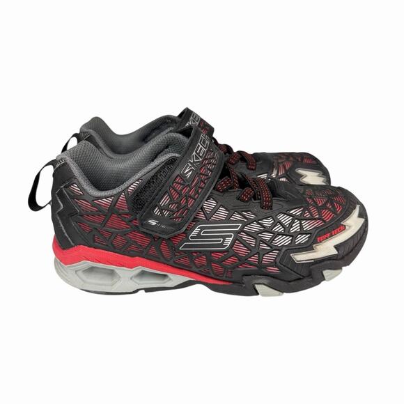 Skechers Kids Light Up Sneakers Tuff Tech Black Red Sz 4 READ - Picture 6 of 10